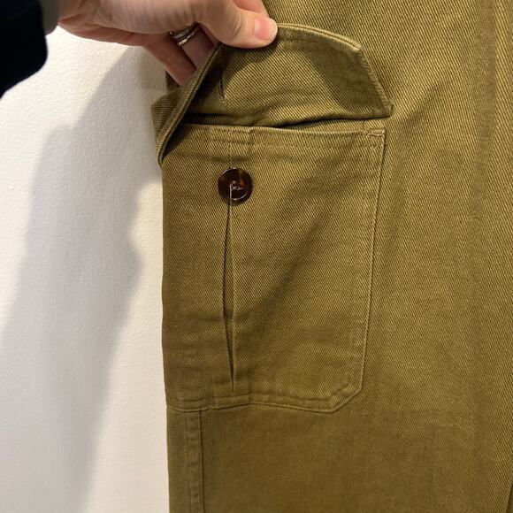 H&M Womens Cargo Pants Military Style Green Cuffed Cropped Fall Sz 0 High Waist - Picture 4 of 8
